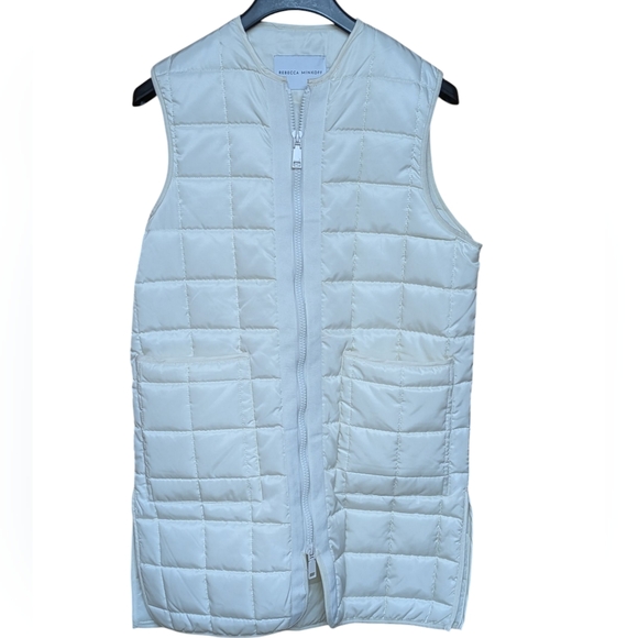 Rebecca Minkoff White Quilted Long Zip Front Vest Size XS - Picture 12 of 12